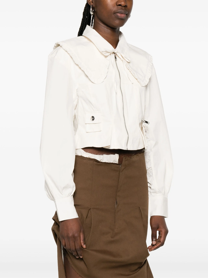 Washed Stretch Cotton Bomber Corset Shirt