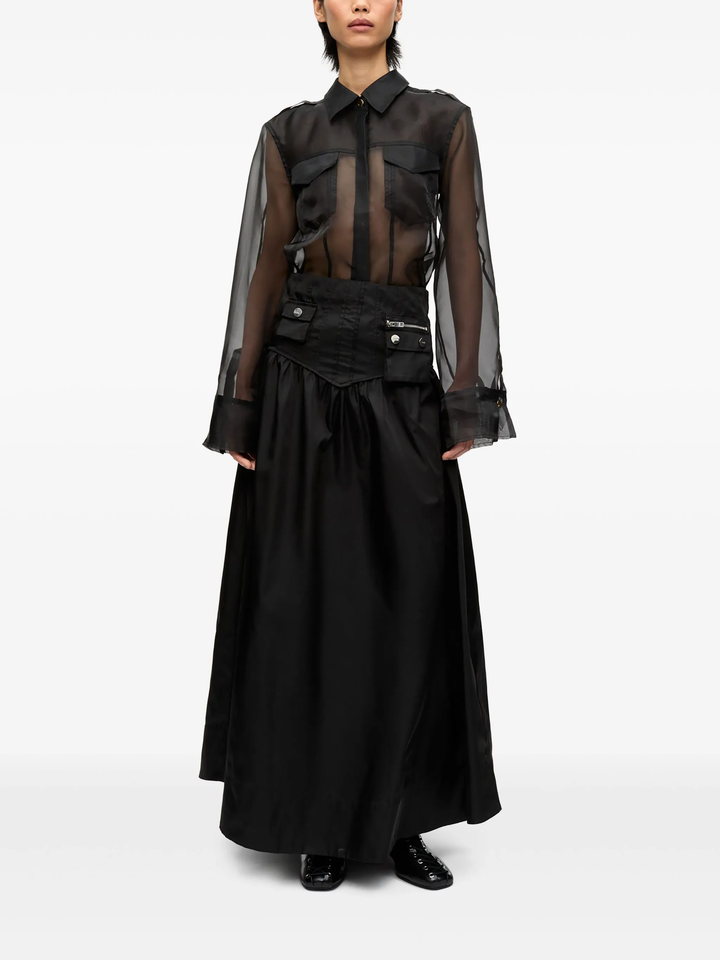 Duchesse Nylon Long Pocket Skirt