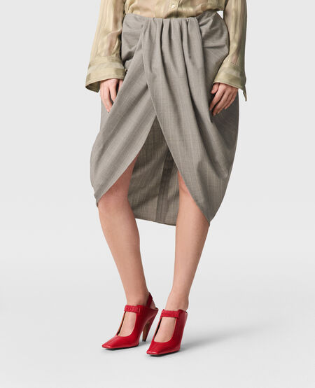 Melange Stripe Draped Skirt