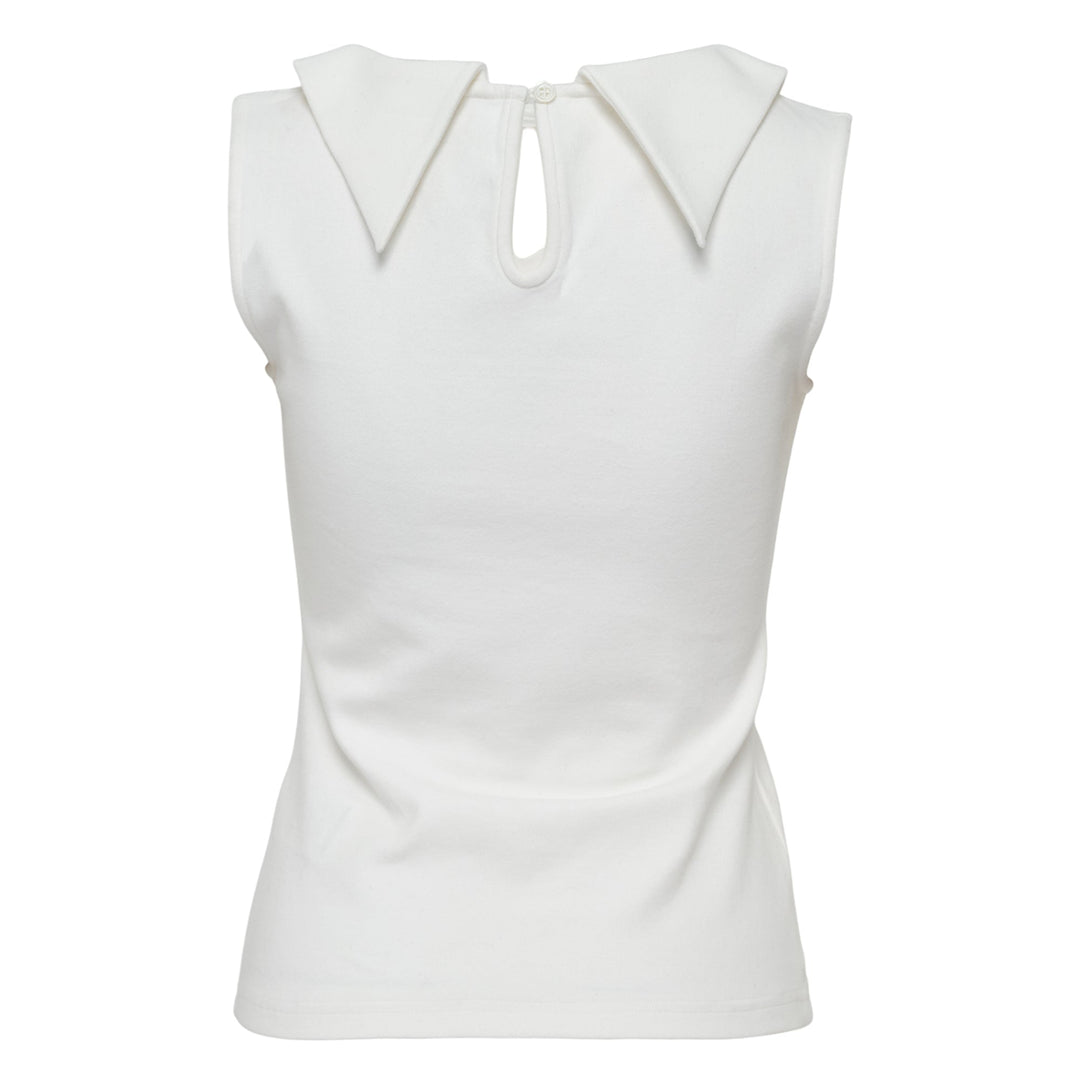 Lapel Elastic Sleeveless Top