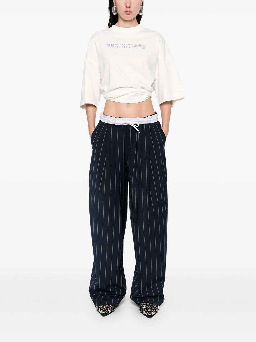 Pinstripe Tropical Wool Stretch Pant
