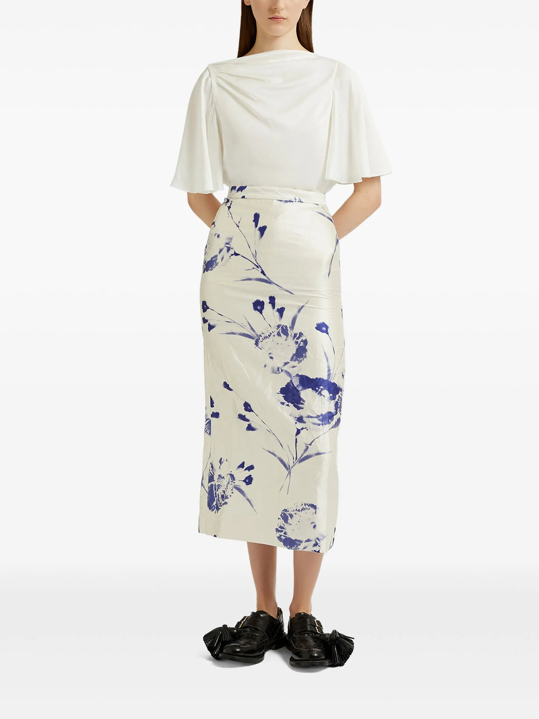 Draped Short Sleeve Top Satin