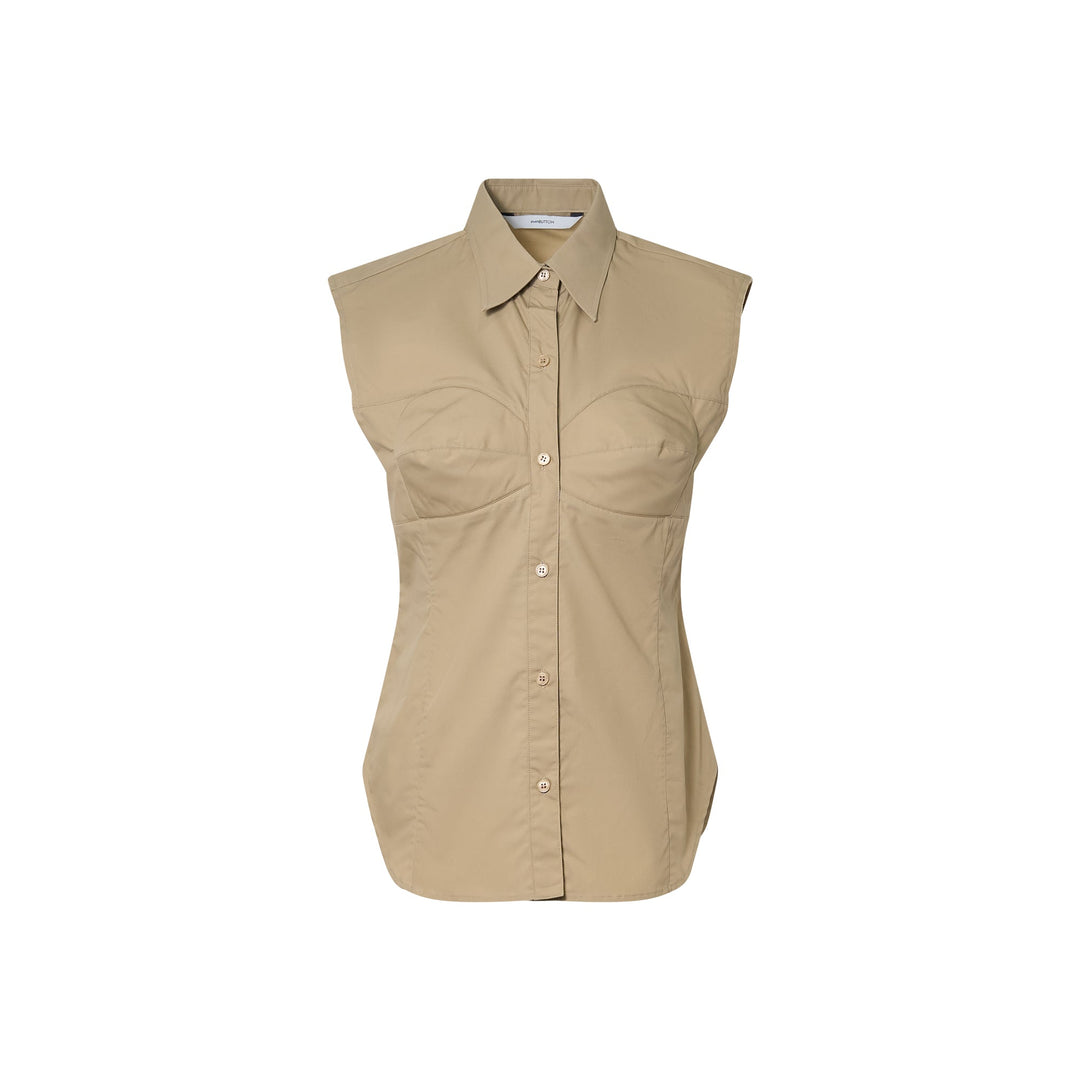 Beige Bra Detailed Sleevless Top