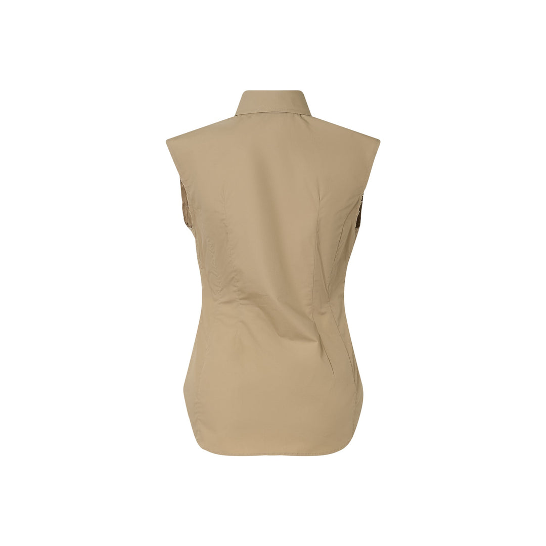 Beige Bra Detailed Sleevless Top