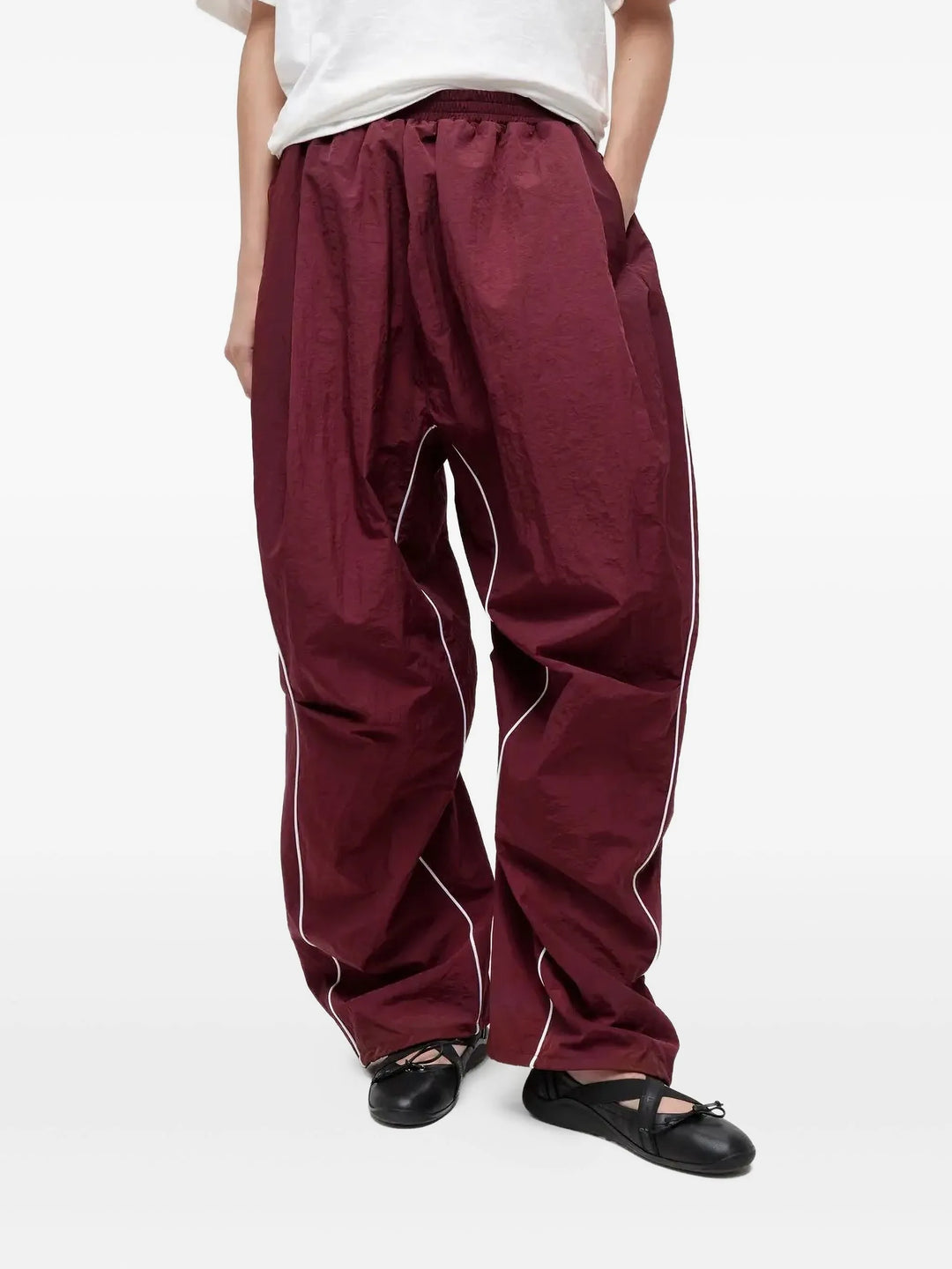 Red Piping Detail Tucked Pants