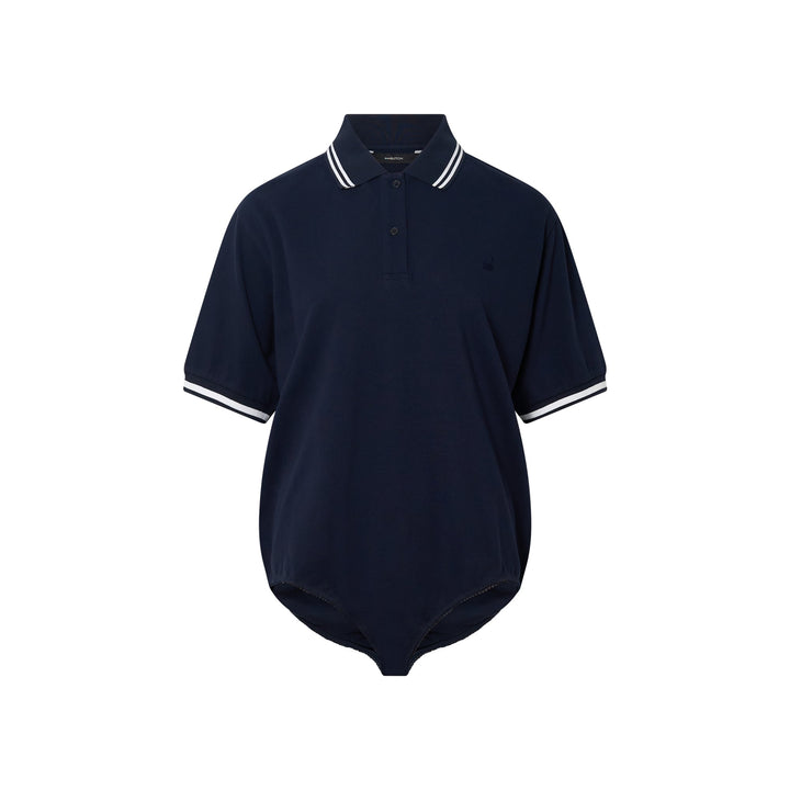 Navy Pique Shirt Bodysuit
