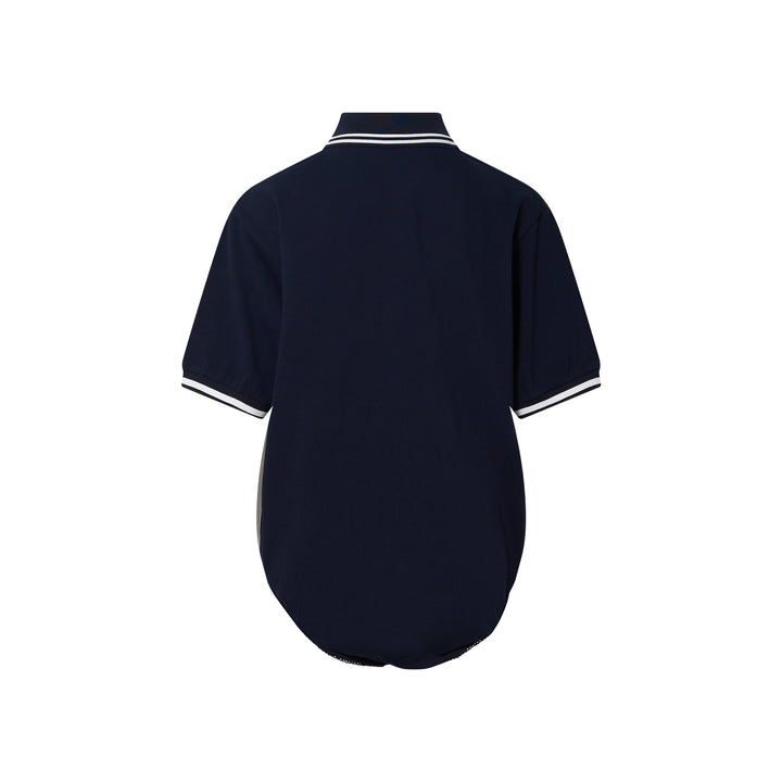 Navy Pique Shirt Bodysuit