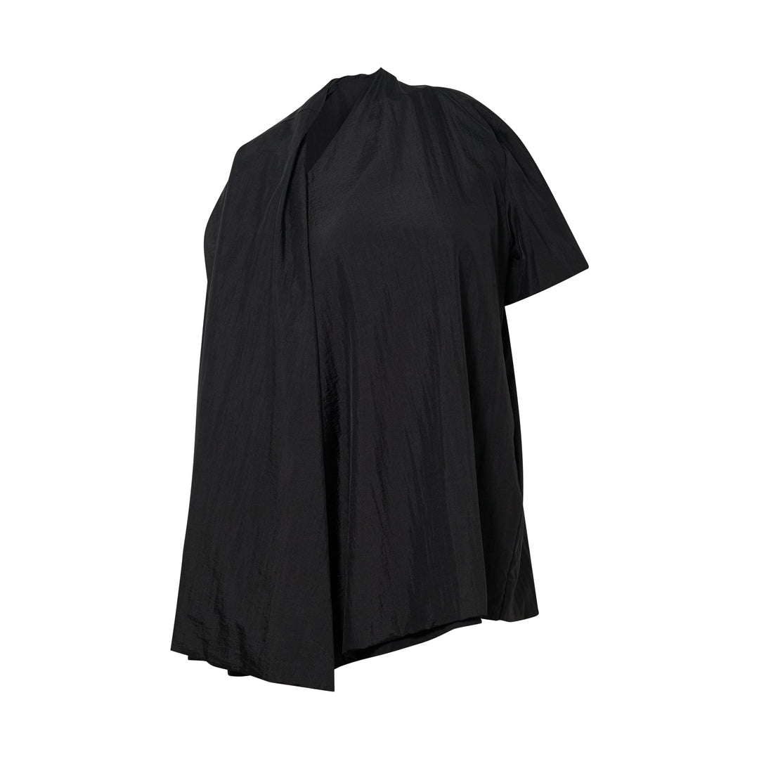 Black One Shoulder Cape Blouse