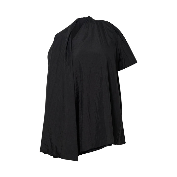 Black One Shoulder Cape Blouse