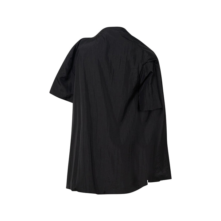 Black One Shoulder Cape Blouse