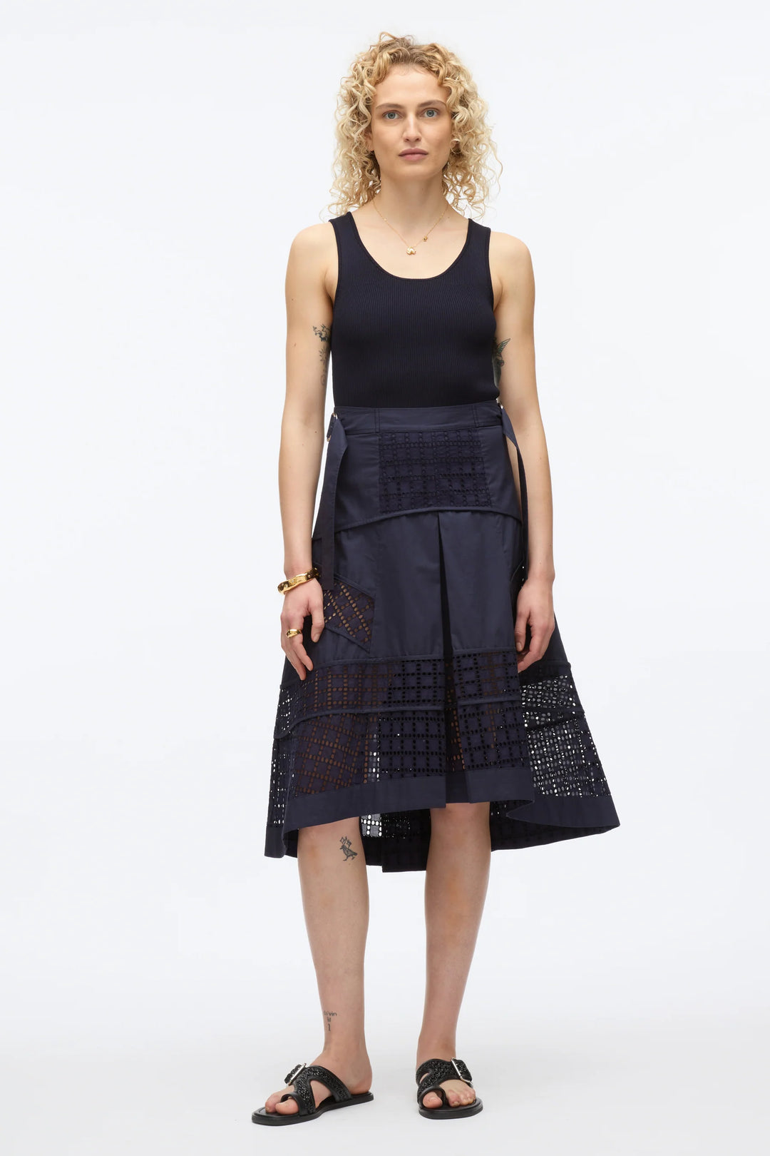 Broiderie Anglaise Grid Skirt