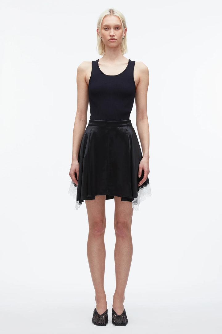 Liquid Satin Flounce Mini Skirt