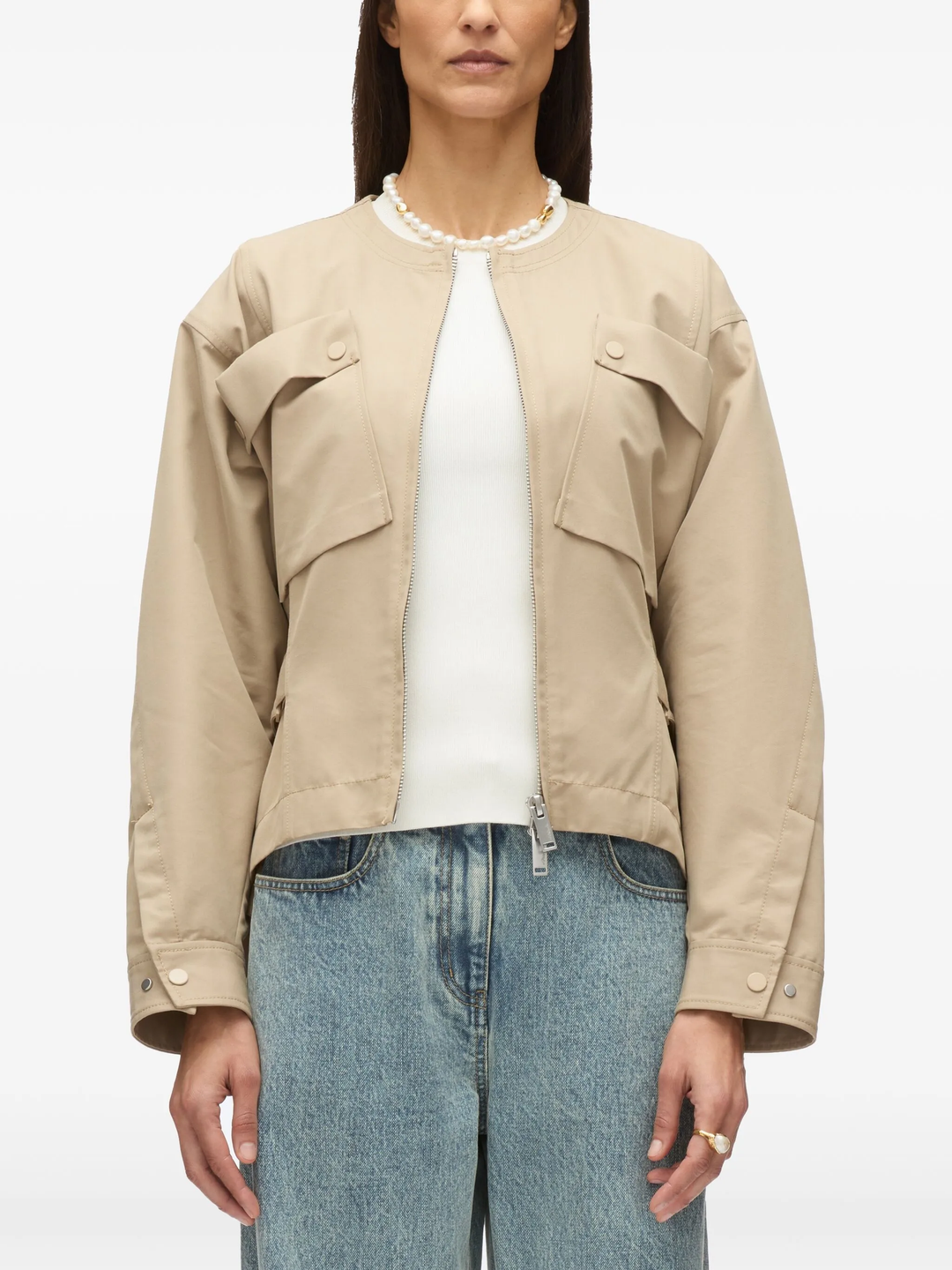 Cargo Jacket With Flounce Hem