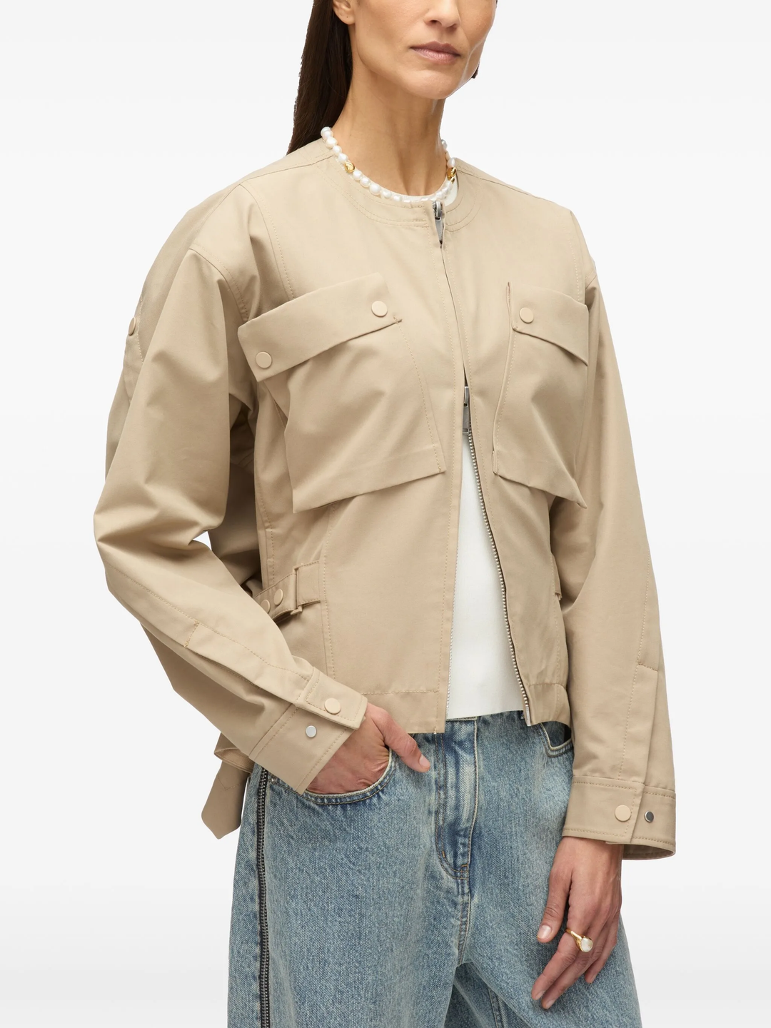 Cargo Jacket With Flounce Hem