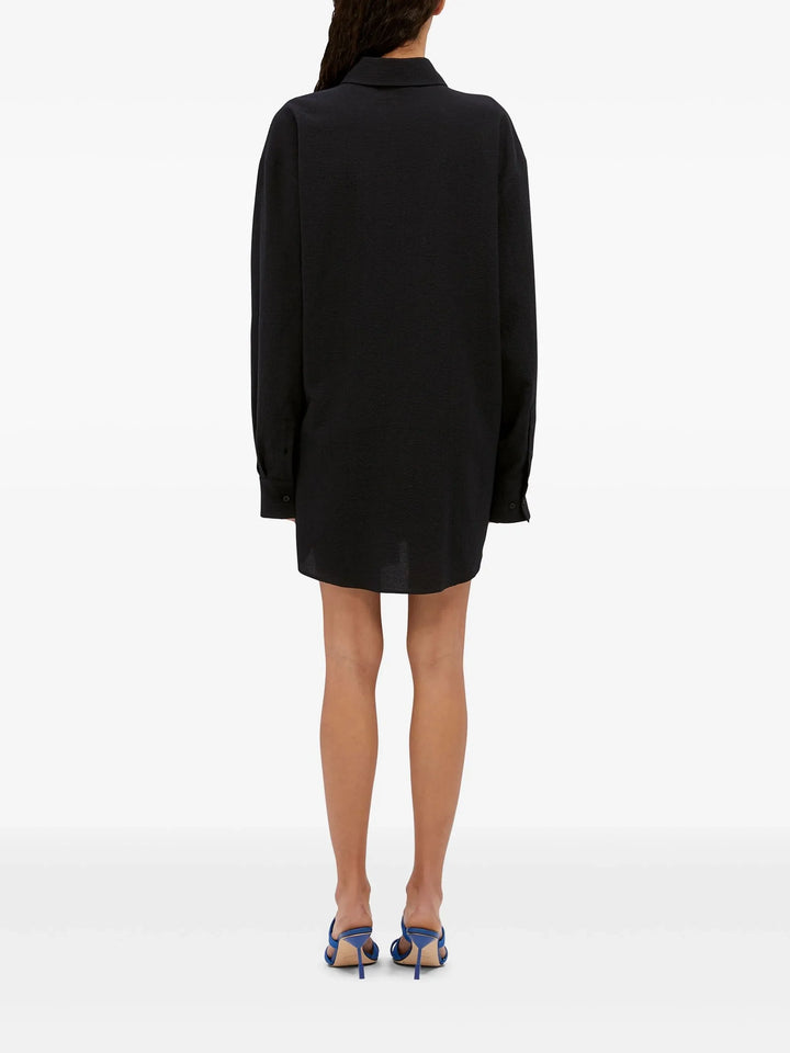 Black Tie-Waist Shirt Dress