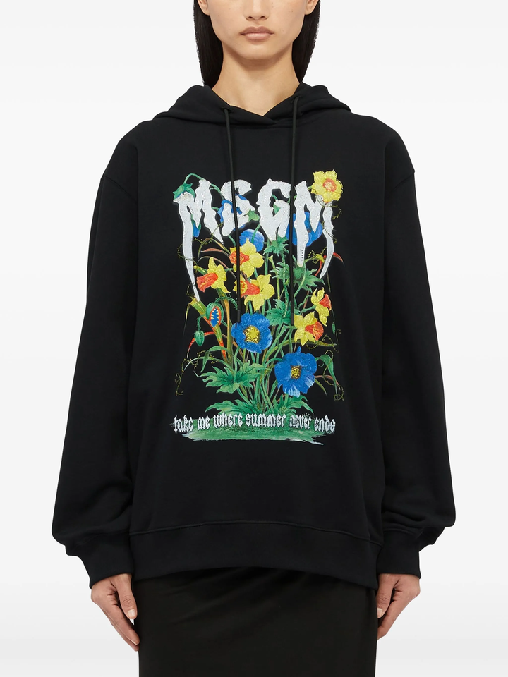MSGM Floral Print Hoodie