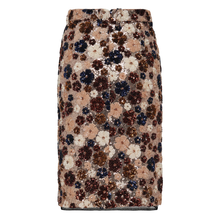 Medium Waist Floral Sequined Skirt