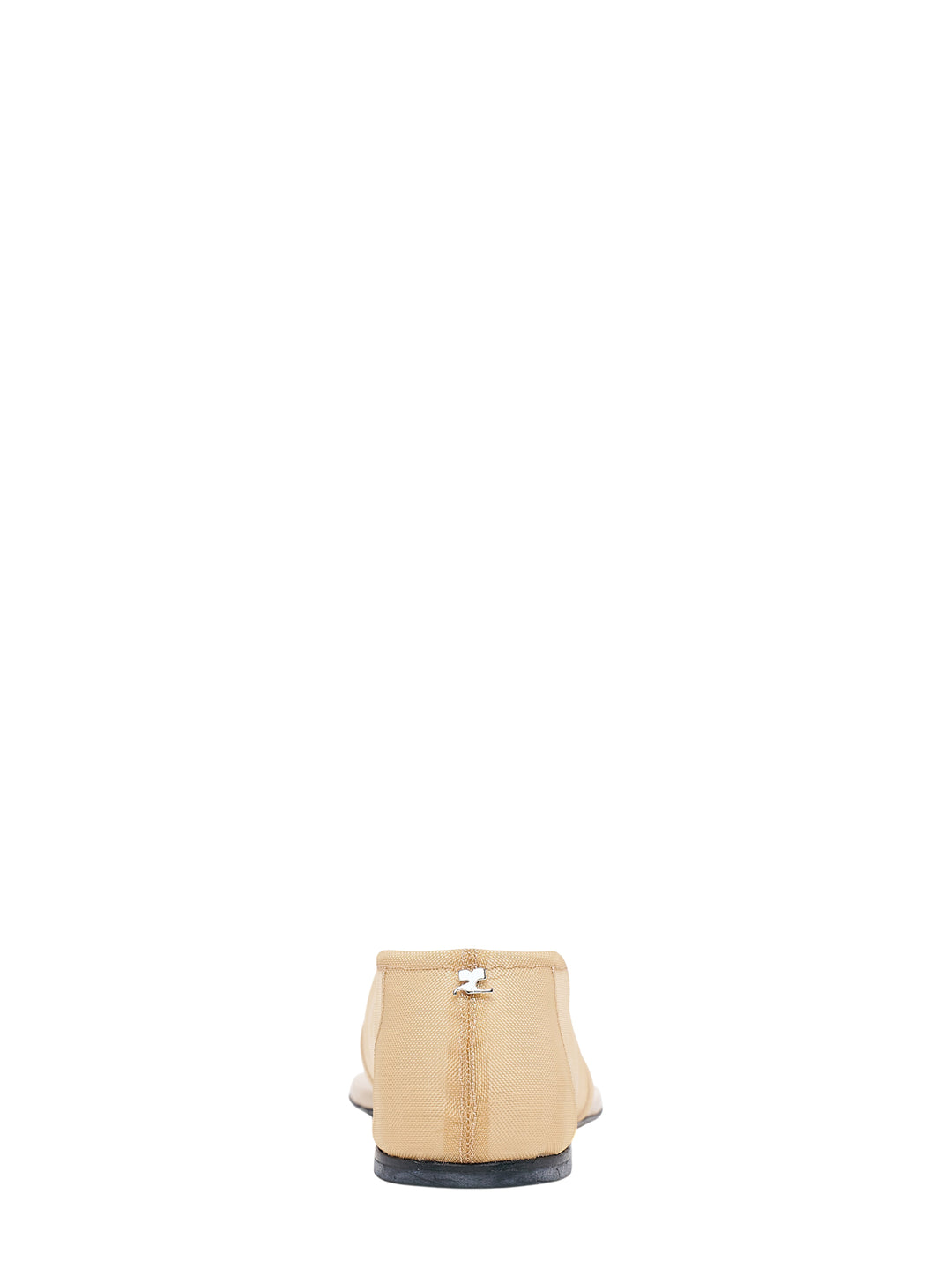 Courrèges wrapped mesh thong sandal in nude with sheer mesh upper, leather thong strap and flat sole, shown in side profile - view 2