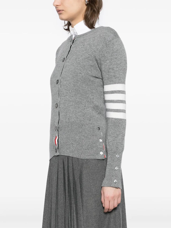 Classic Cashmere 4-Bar Crew Neck Cardigan
