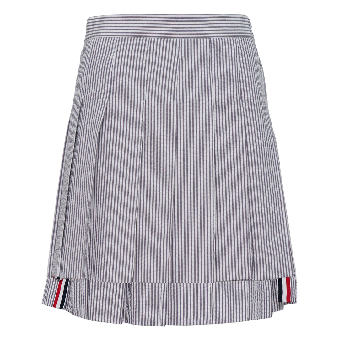 Seersucker Mini Pleated Skirt Women