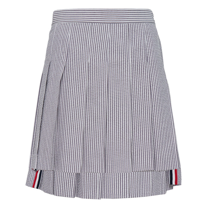 Seersucker Mini Pleated Skirt Women
