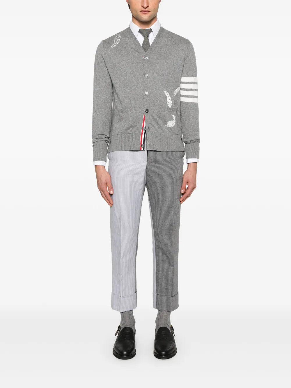 Feather Intarsia 4-Bar Cardigan