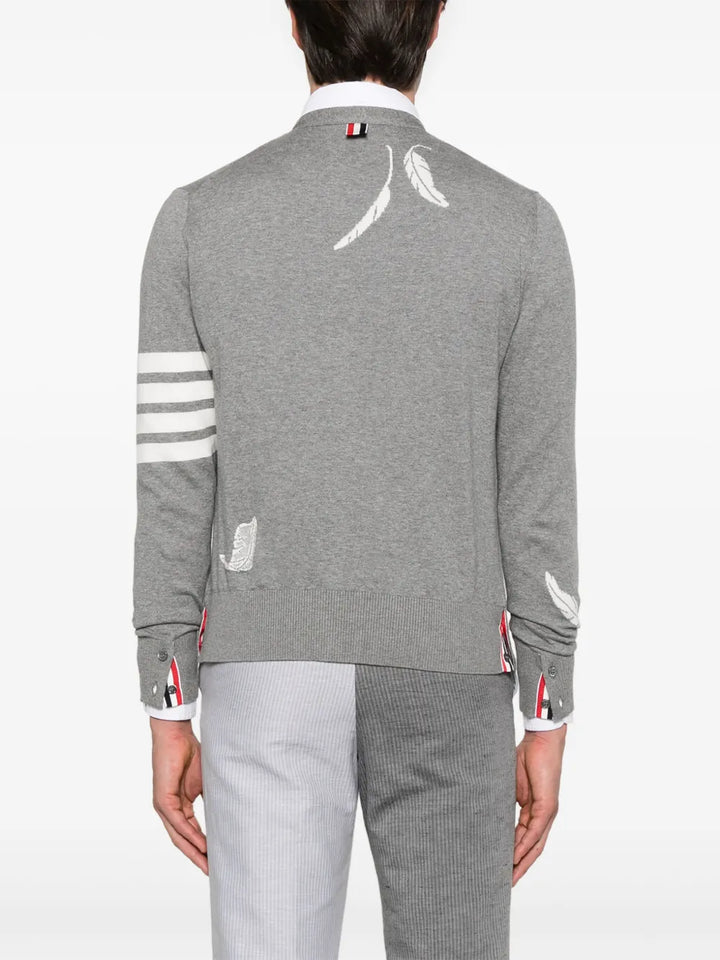 Feather Intarsia 4-Bar Cardigan