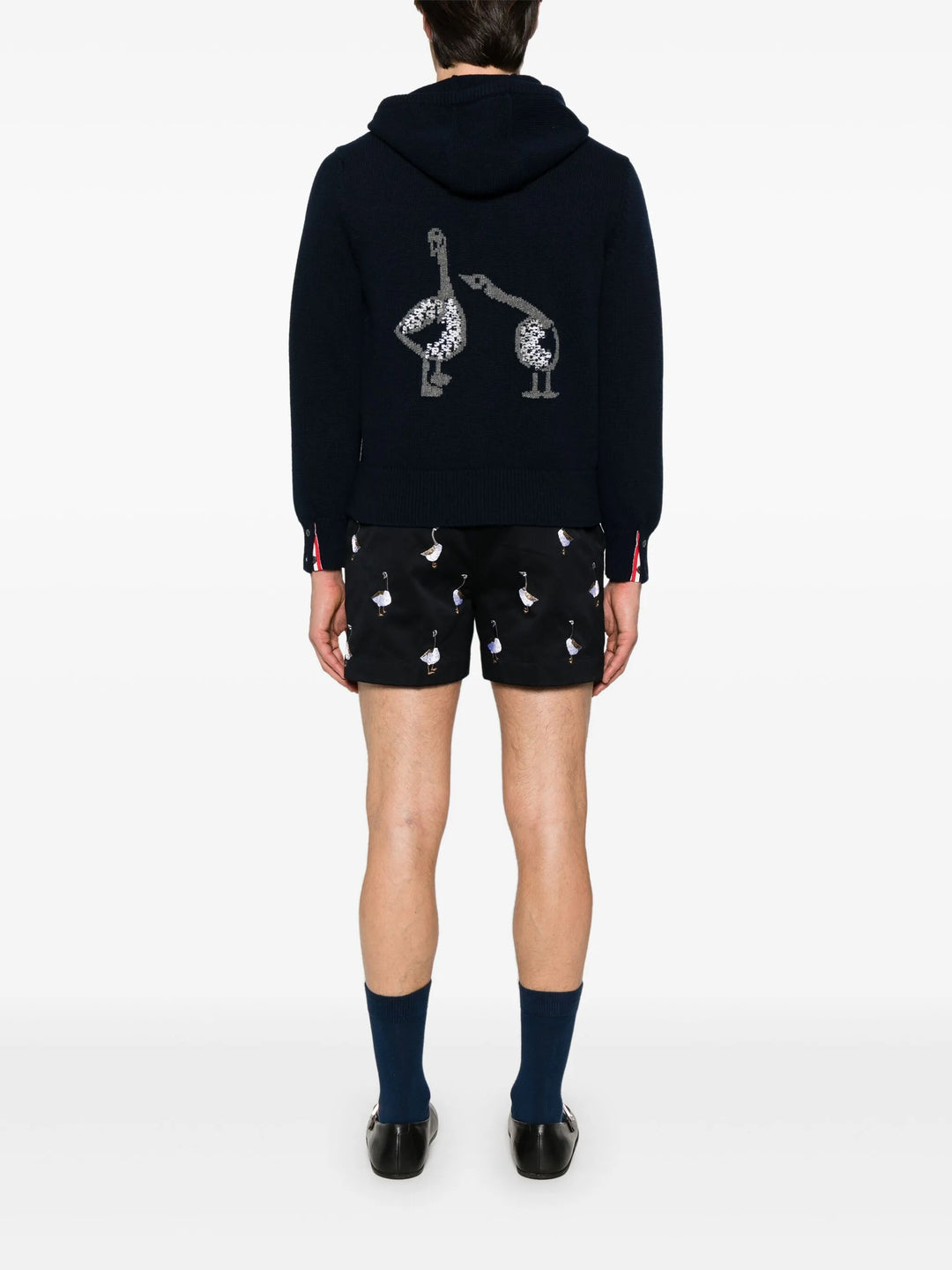 Geese Jersey Intarsia Zip Sweater