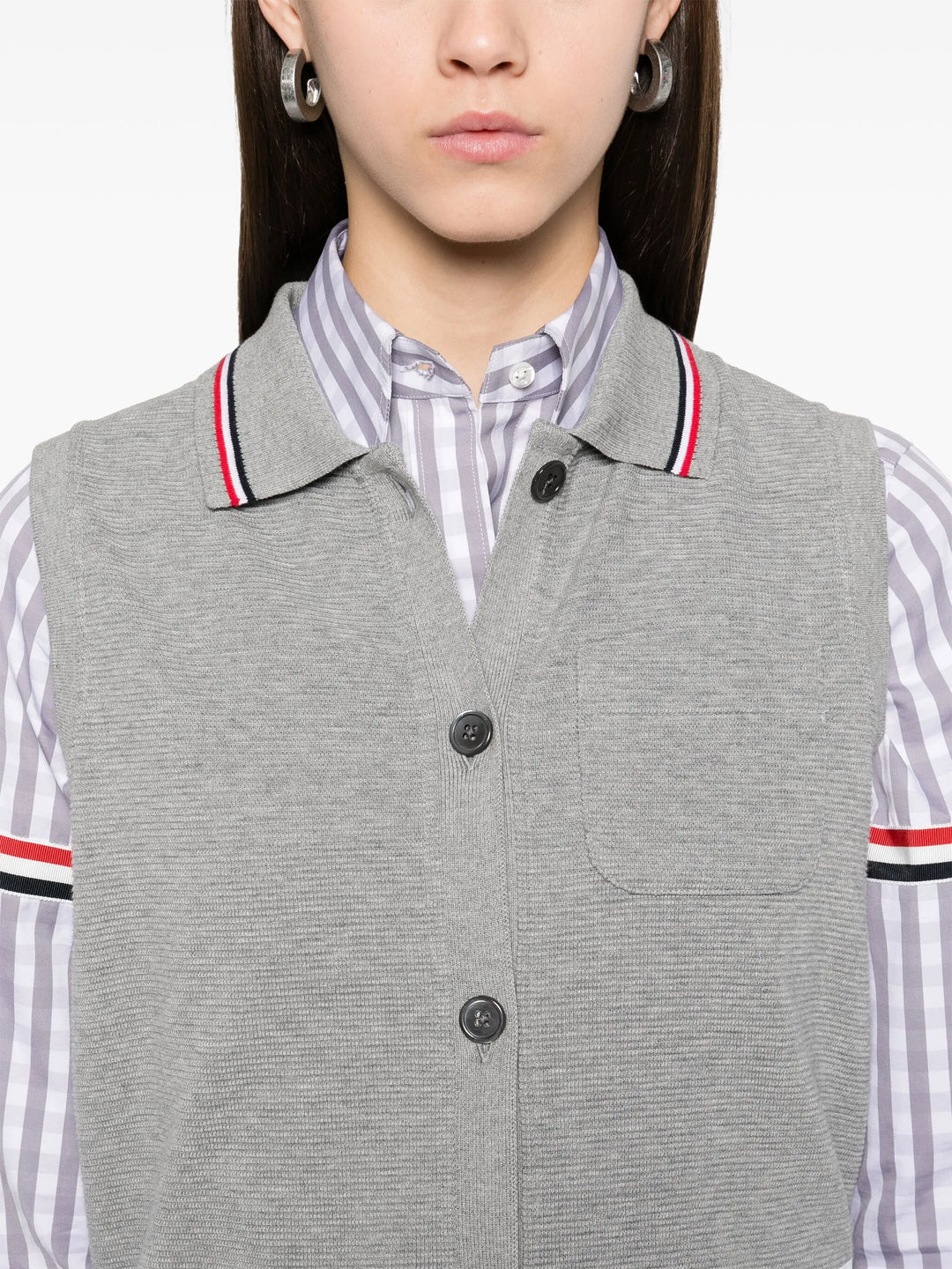 Cotton Waffle Sleeveless Button Shirt