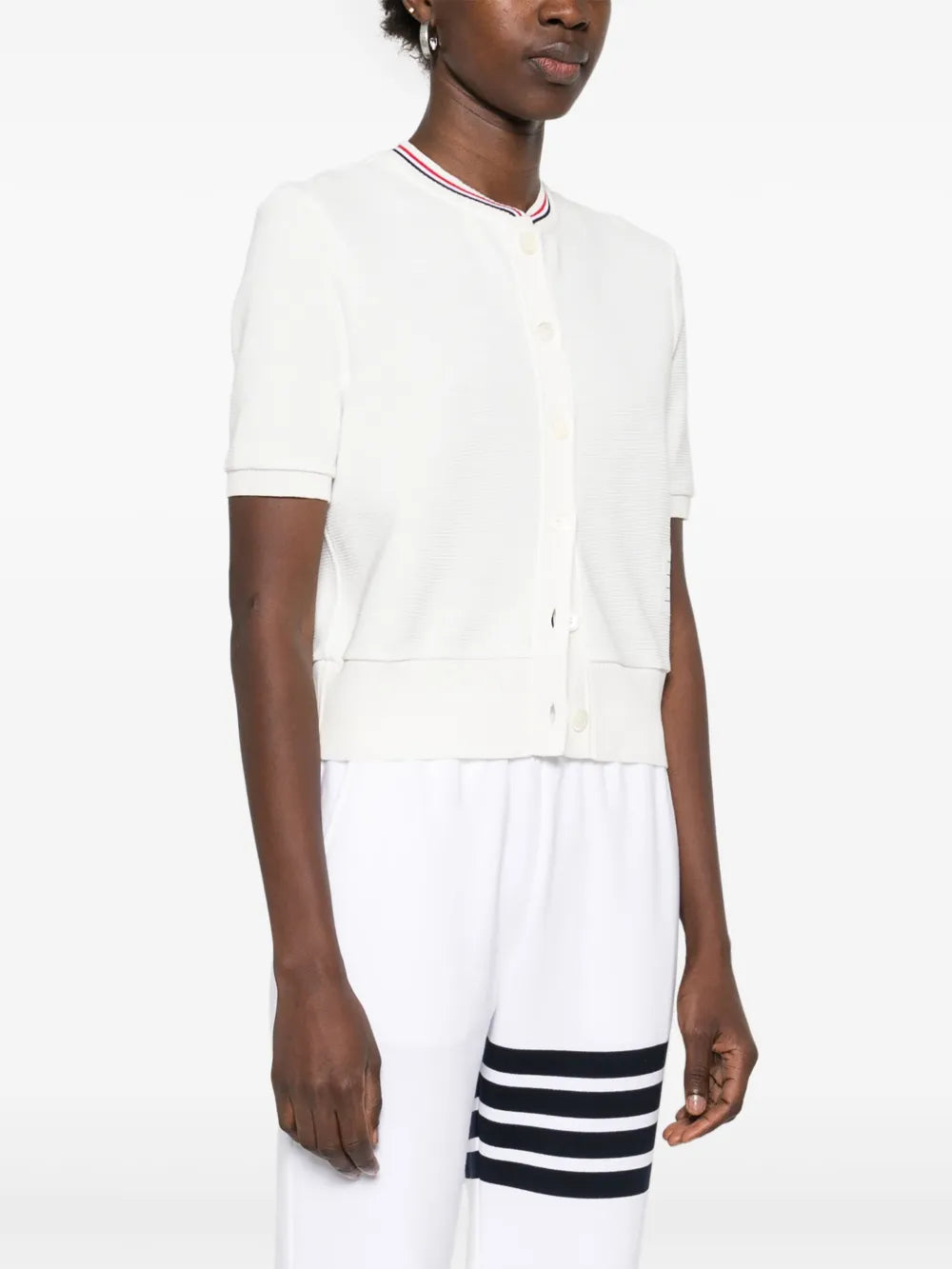 Short Sleeve Crew Neck Cardigan