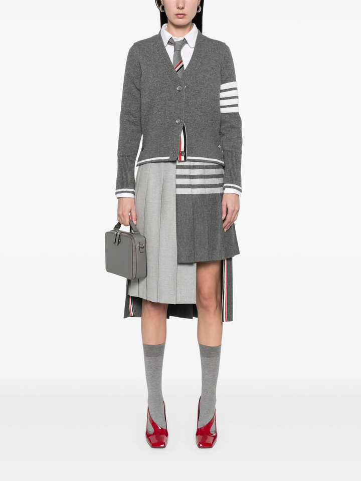 Wool Flannel 4-Bar Pleated Skirt