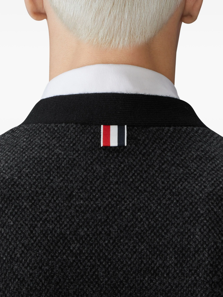 Textured Stitch V Neck Cardigan