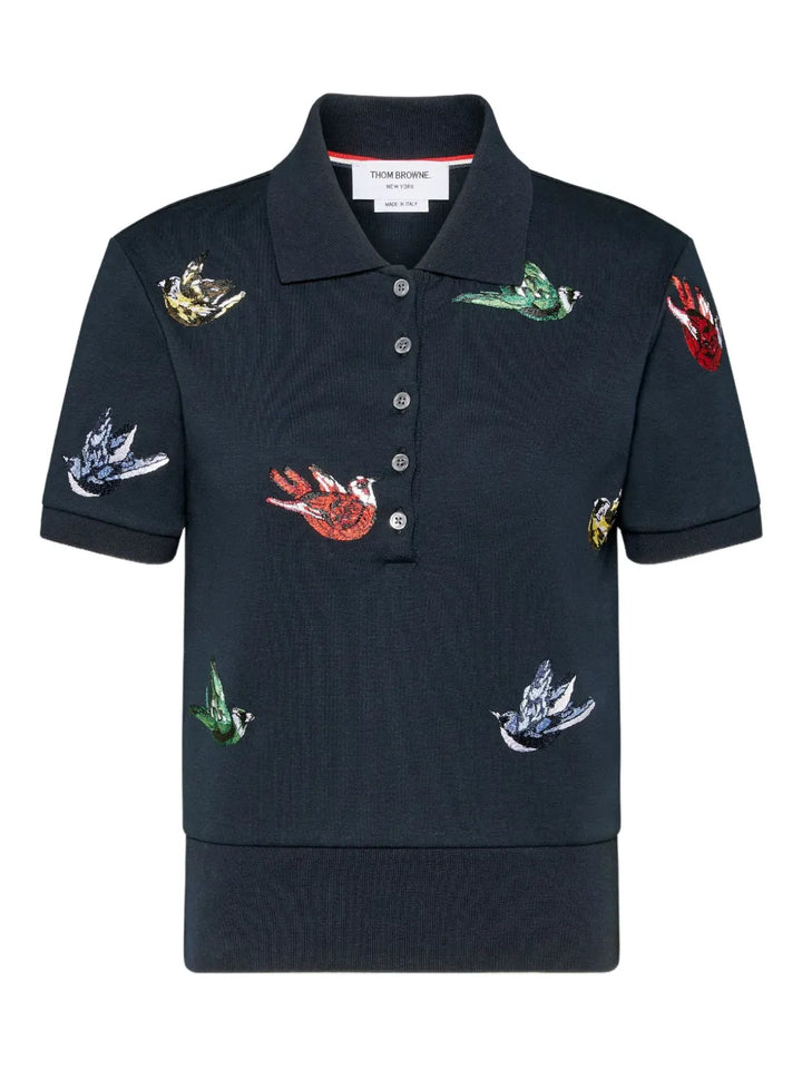 Satin Stitch Bird Embroidery Polo
