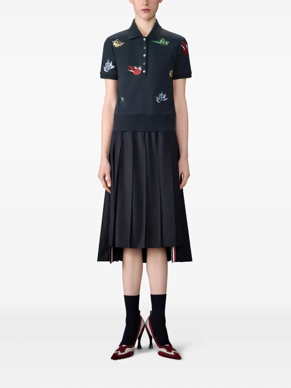 Satin Stitch Bird Embroidery Polo