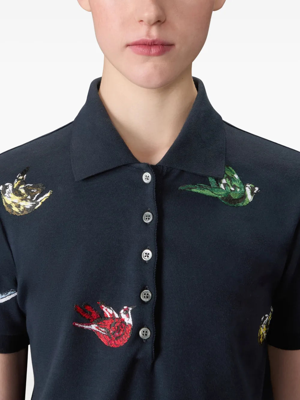 Satin Stitch Bird Embroidery Polo