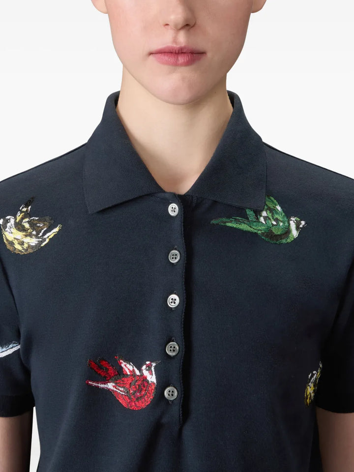 Satin Stitch Bird Embroidery Polo