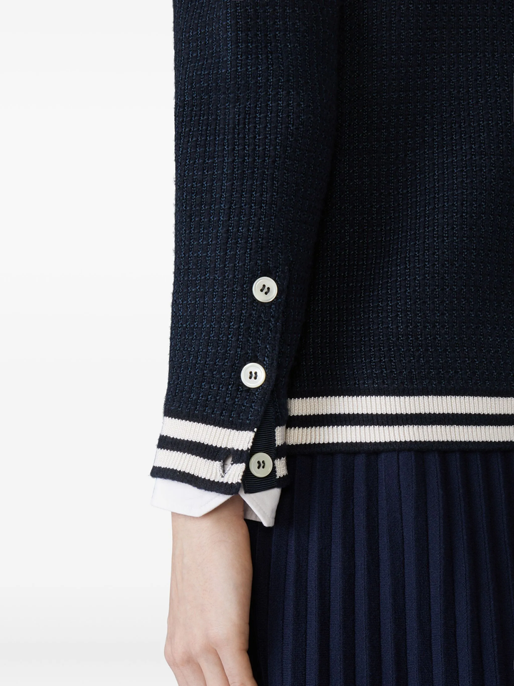 Tuck Stitch V Neck Cardigan