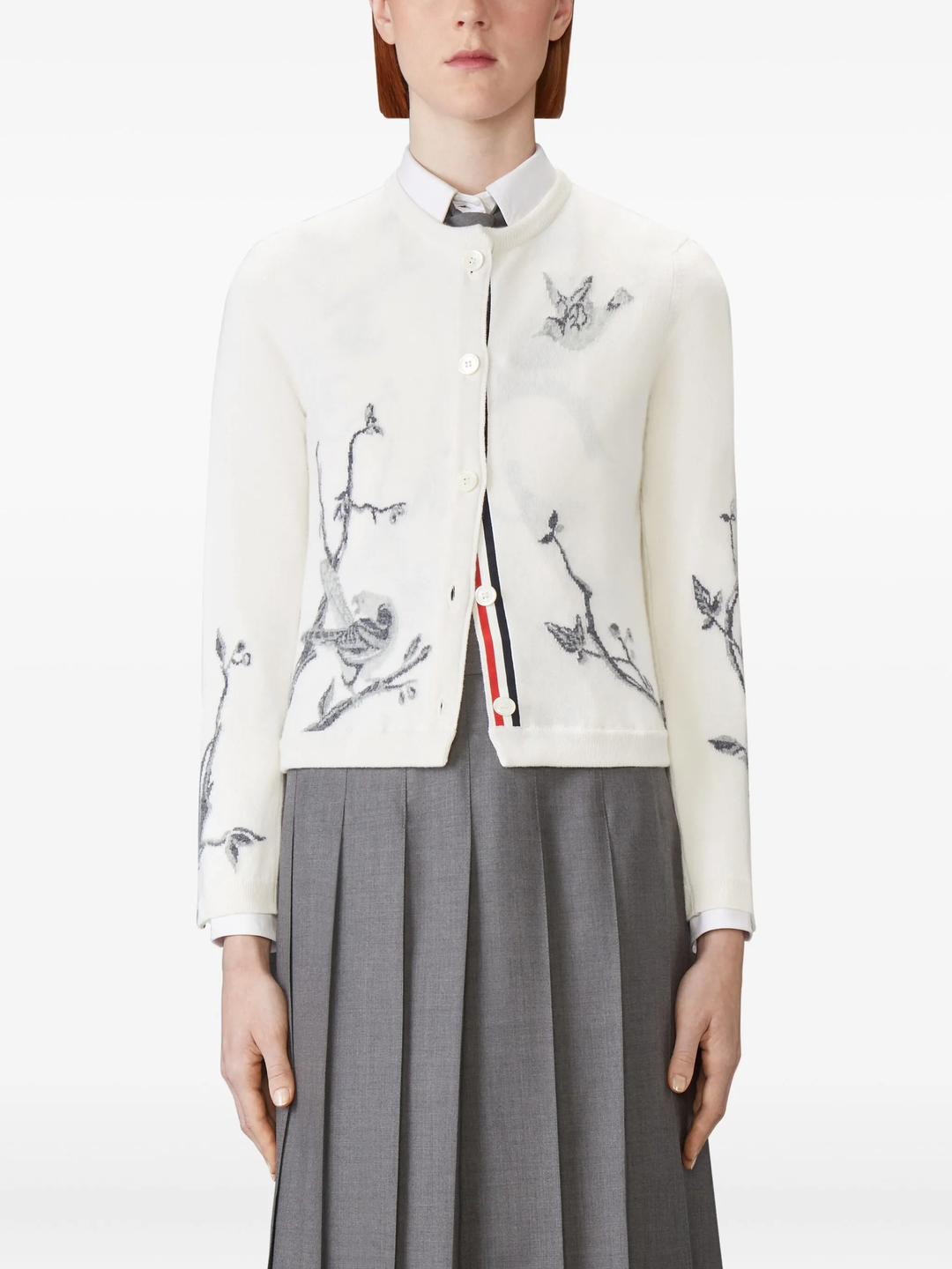 Scenic Birds Intarsia Cashmere Cardigan