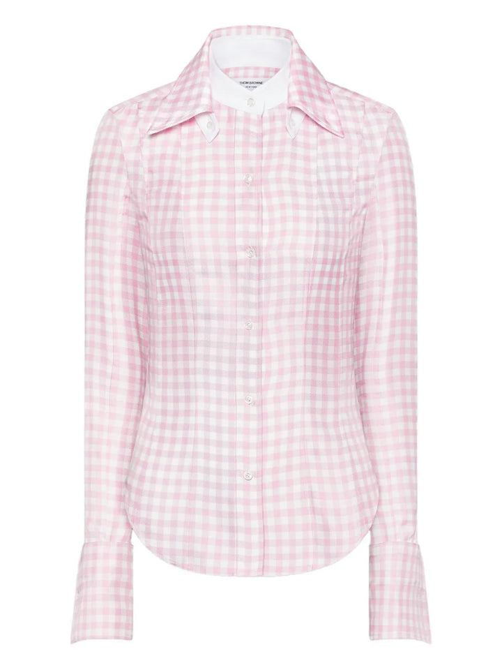 Silk Twill Gingham Shirt