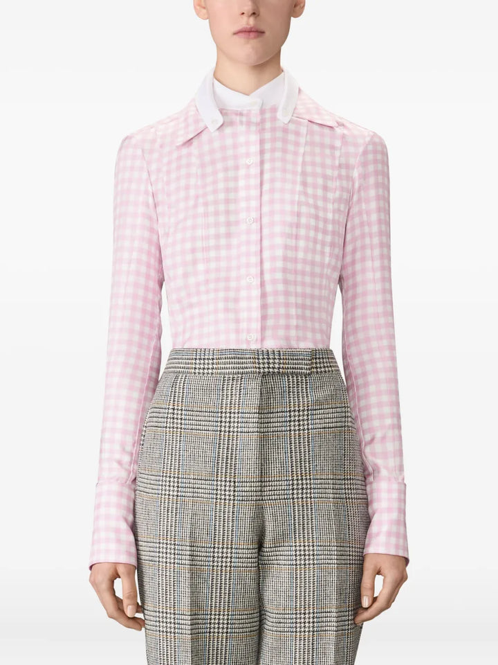 Silk Twill Gingham Shirt