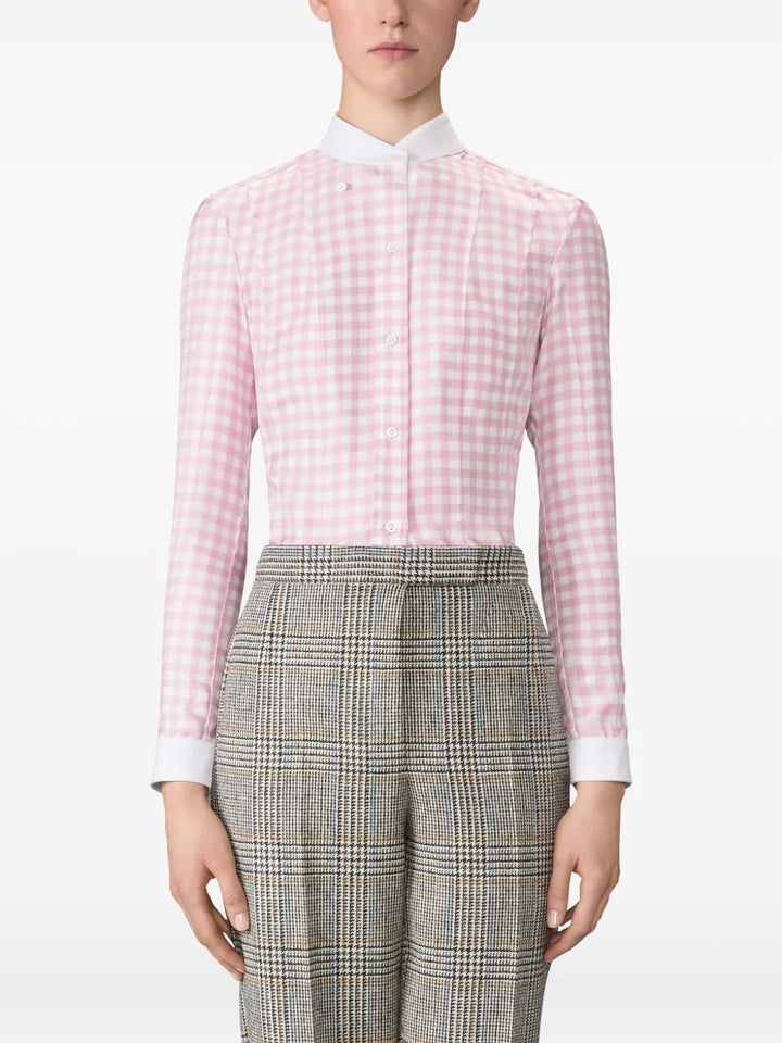 Silk Twill Gingham Shirt