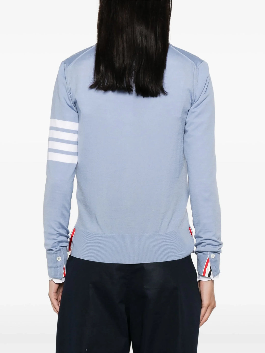 Merino Wool 4-Bar V-Neck Cardigan