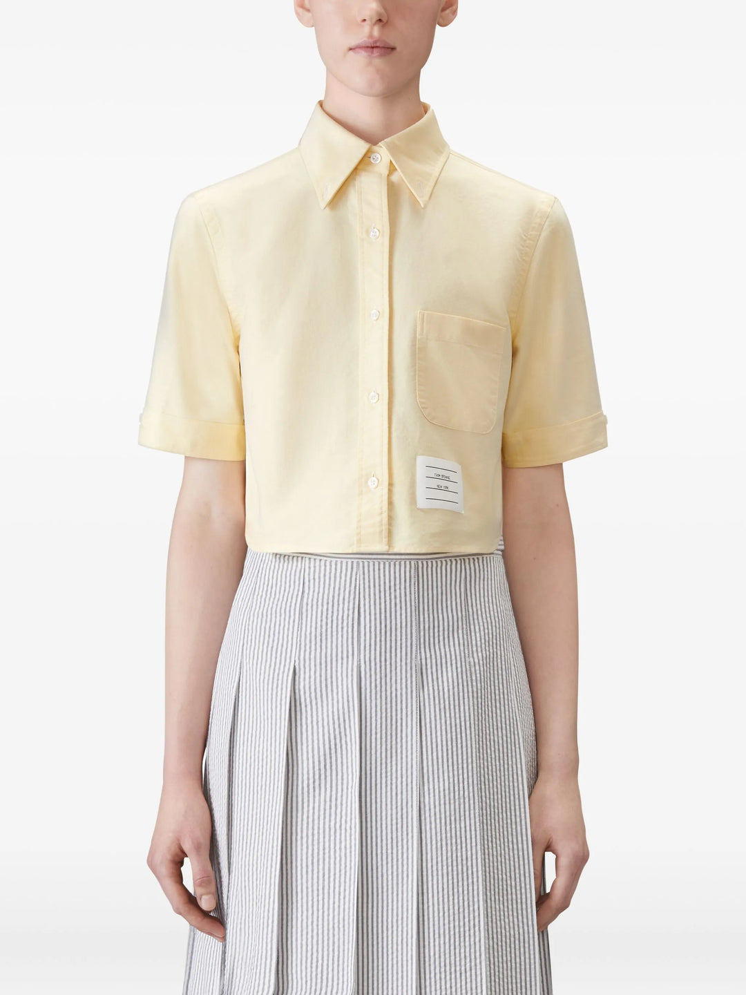 Oxford Cropped Short Sleeve Shirt Women