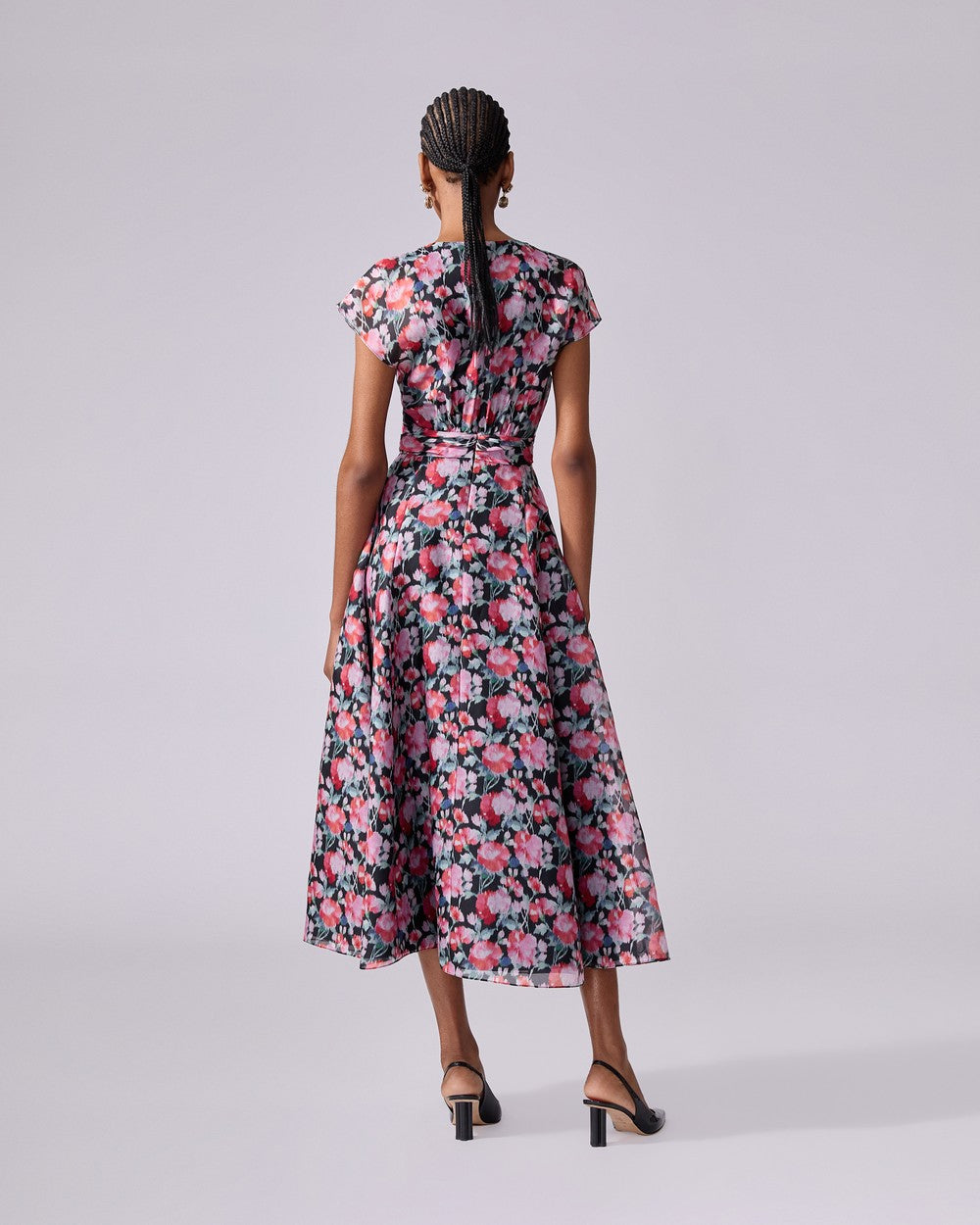 Cap Sleeve V Neck Midi Dress