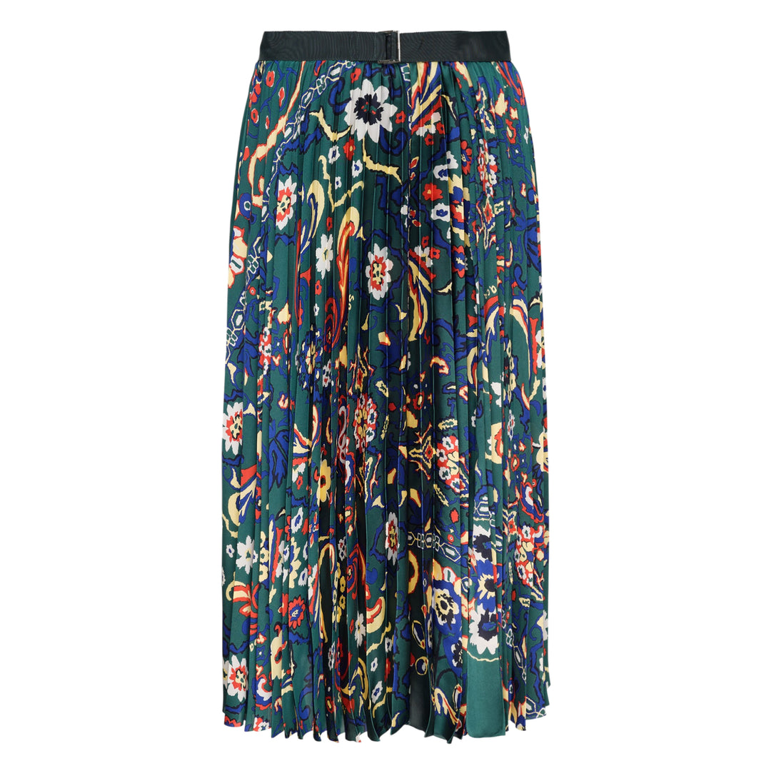 Floral Print Pleated Midi Skirt