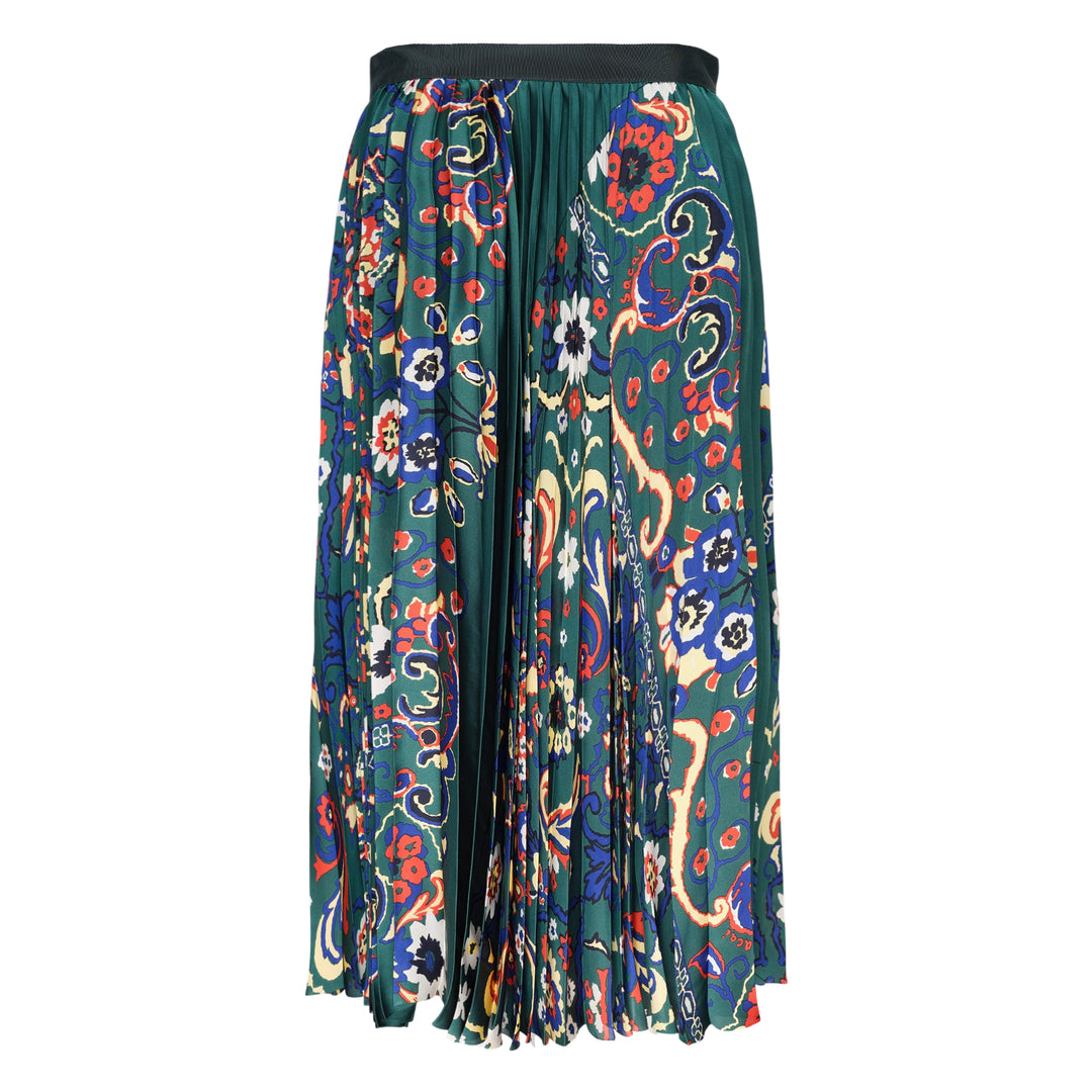 Floral Print Pleated Midi Skirt