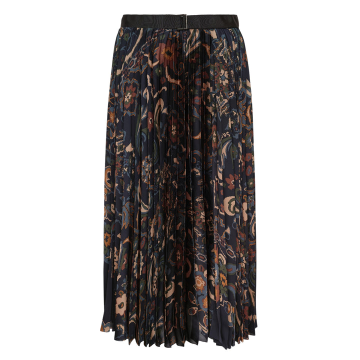 Floral Print Pleated Midi Skirt