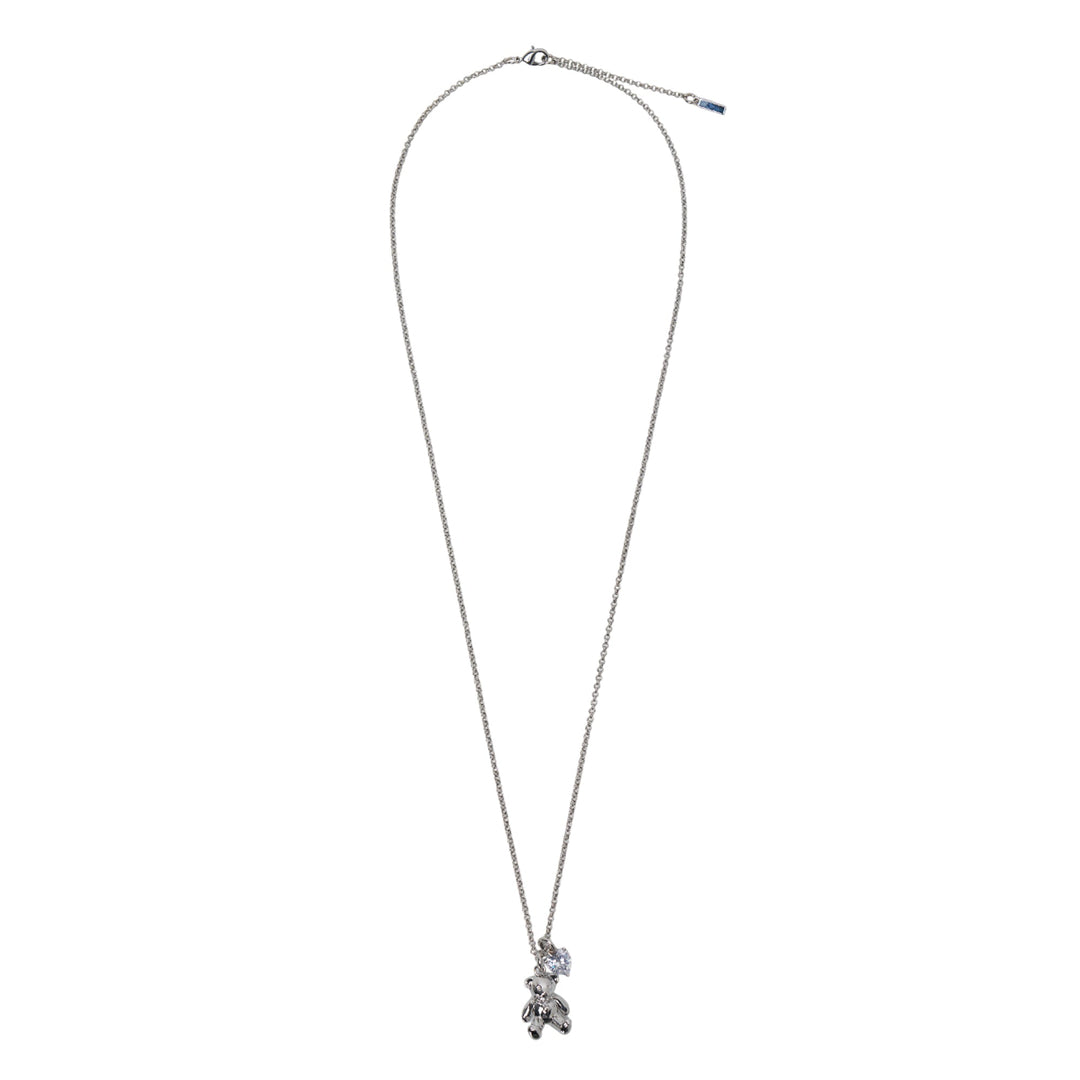 Silver Teddy Pendant Necklace