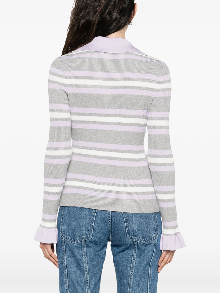 Grey Stripe Rib Knit Top