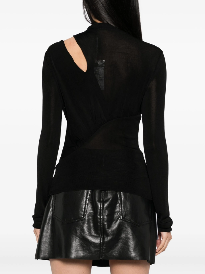Black Cut Out Viscose Knit Top